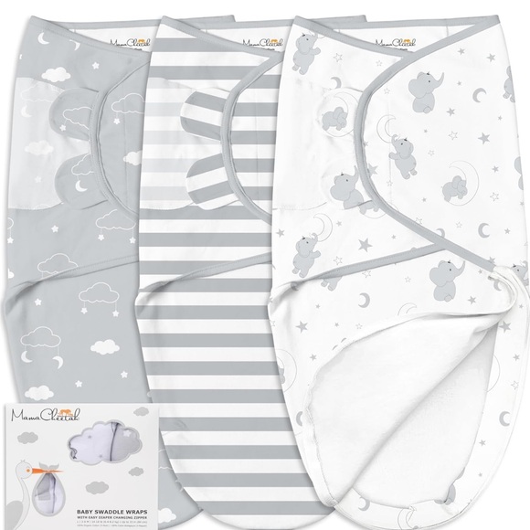 Mama Cheetah Baby Swaddle Wraps - Gray and White - Picture 1 of 1